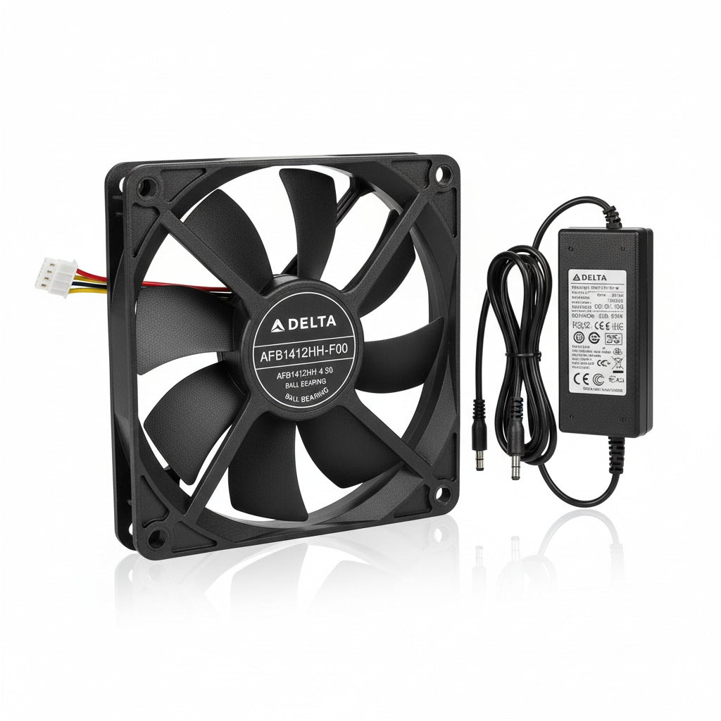 DELTA 140mm 12V 4.5A Cooling Fan– High-Speed, Dual Ball Bearing EXHAUST Fan With power supply