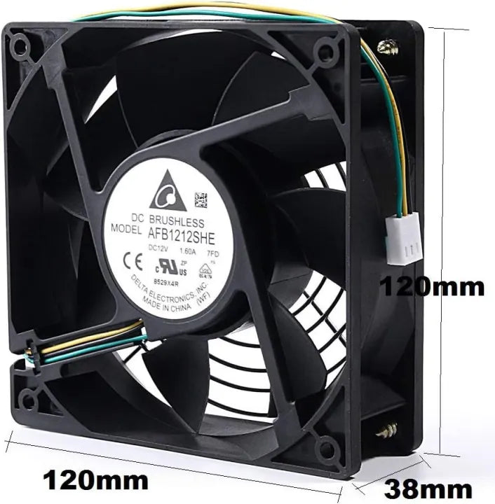 DELTA 120mm 12V 1.6A Cooling Fan – High-Speed, Dual Ball Bearing, 5-Pin
