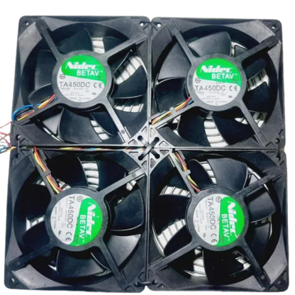 Nidec 120mm 12V High-Speed 4-Fan Set – Heavy-Duty Cooling for PC, Solar, Battery & Ventilation Use