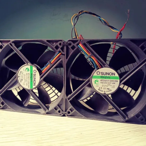 12V Mini Fast Fan Set – 2 x 120mm Sunon High-Speed DC Fans for Cooling, Ventilation, and Inverter Use