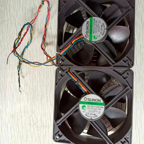 12V Mini Fast Fan Set – 2 x 120mm Sunon High-Speed DC Fans for Cooling, Ventilation, and Inverter Use