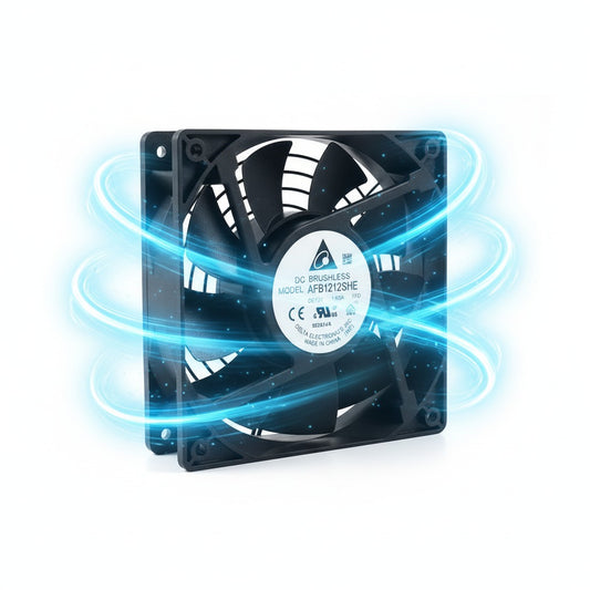 DELTA 120mm 12V 1.6A Cooling Fan – High-Speed, Dual Ball Bearing EXHAUST Fan with Power Supply