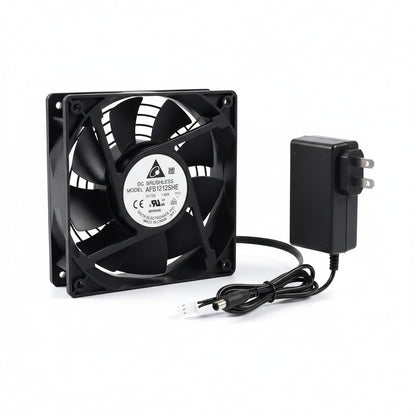 DELTA 120mm 12V 1.6A Cooling Fan – High-Speed, Dual Ball Bearing EXHAUST Fan with Power Supply