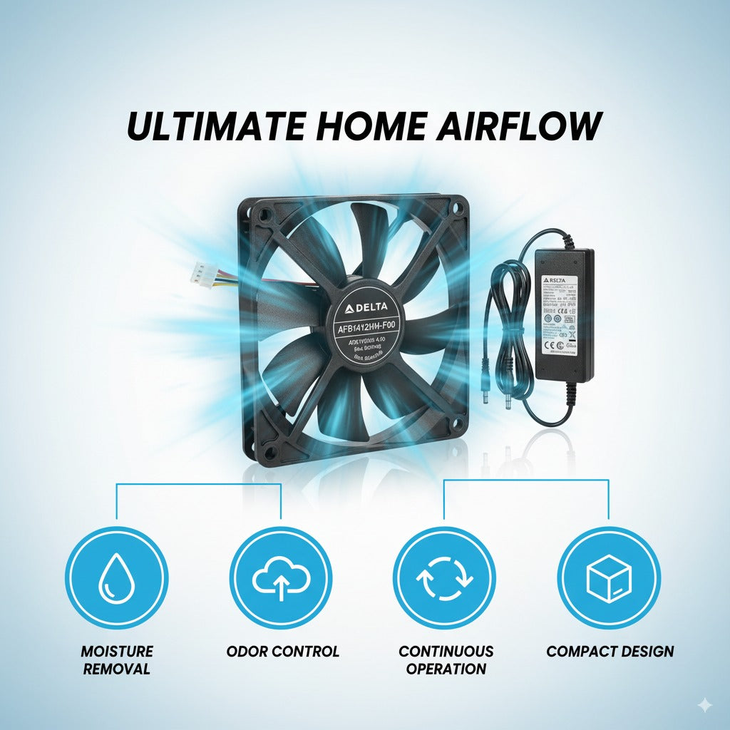 DELTA 140mm 12V 4.5A Cooling Fan– High-Speed, Dual Ball Bearing EXHAUST Fan With power supply