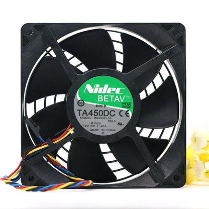 NIDEC 120mm 12V Cooling Fan – High-Speed, Dual Ball Bearing, 5-Pin DC Brushless
